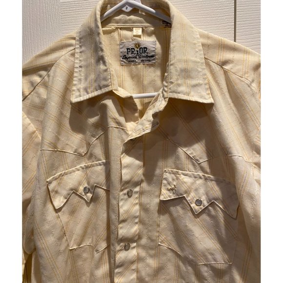 Prior Imperial Westerns, Western Style Long Sleeve Shirt size 16/35 Yellow Pearl - Picture 2 of 6